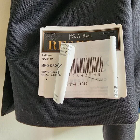 42R Tuxedo Jacket Black Jos A Bank Peak Lapel Reserve Italian Wool New 1 Button